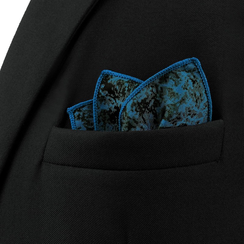 S&W SHLAX&WING Pocket Squares for Men Suits Dark Teal Black