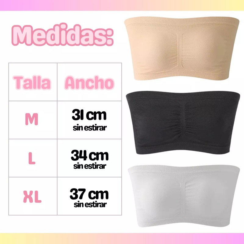 Veraly 3pzs Brasier Push Up Strapless Sin Tirantes Y Invisible