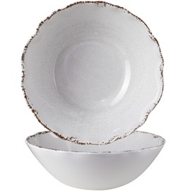 ZAROCRUS Rustic Melamine Serving Bowls, 12inch 2 Piece Larger Pasta Salad Bowls/Mixing Bowls, White Melamine Bowls, Lightweight and Unbreakable Soup Bowls, Dishwasher Safe…