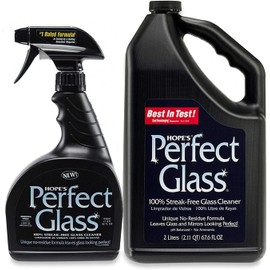 Hope's Perfect Glass Cleaner, 2 Piece, 32 Ounce Spray Bottle and 67.6 Ounce Refill Bottle
