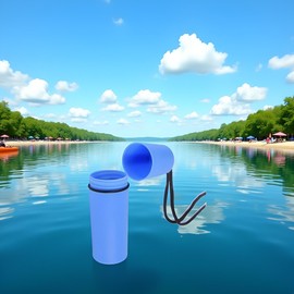 Blue Waterproof Storage Bottle Container with Lanyard – Floating Dry Box for Kayak, Canoe, Boat, Diving, Snorkeling – Watertight Plastic Case with Hook, Rope, O-Ring Seal for Outdoor Camping