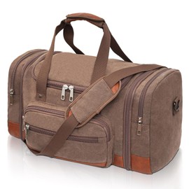 Voylic Men'S Duffle Bag For Travel, Expandable Canvas Duffel Bags Overnight Weekend Gym Carry On Luggage Bag For Men(Coffee)