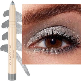 Eyeshadow Stick Silver Grey Smooth Cream Glitter Shimmer Eyeshadow Pencil, Waterproof Long Lasting Eye Shadow Stick High Pigment Hypoallergenic Highlighter Stick Create Multi-Dimensional Eyes Look 11#