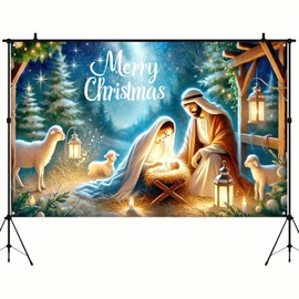 BlissYard Christmas Nativity Backdrop Holy Nativity Banner Religious Scene Decor Christmas New Year Decor 71x 43 inches Festive Photo Background Holiday Seasonal Joseph Jesus Banner Home Party ​