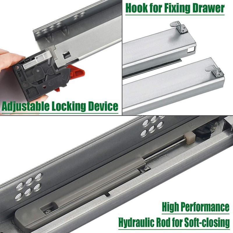 Under Mount Drawer Slides 15 inch (1 Pair), Full Extension