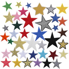40 Pcs Star Iron On Patches Colorful Iron on Stars Mixed Sizes Sew on Patches Star Patches for Clothing DIY Jeans Jackets Backpack Hat Bag Repairing Decorations