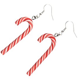 Candy Cane Earrings | Christmas Holiday Jewelry (Peppermint White and Red)