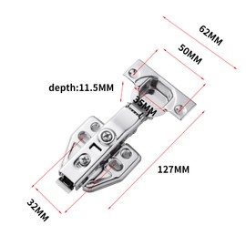 Pack of 2 door hinges, soft close cabinet hinges, 304 steel, 110 degree furniture hinges including screws, pot hinge template, integrated automatic hinge for wardrobe