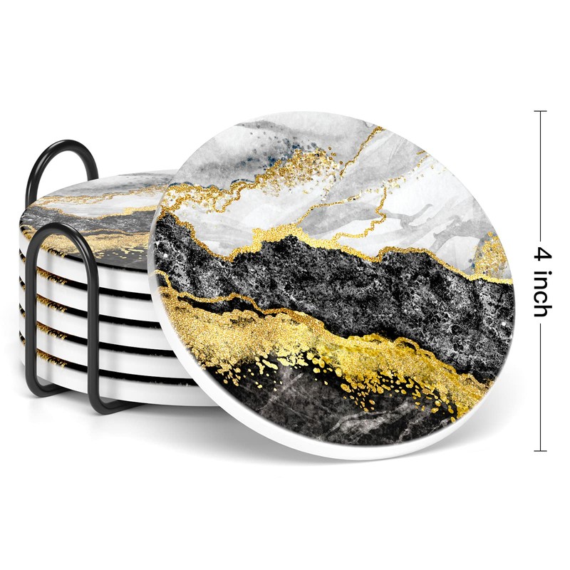 Nipichsha Coasters for Drinks, Set of 6 Cute Absorbent Ceramic