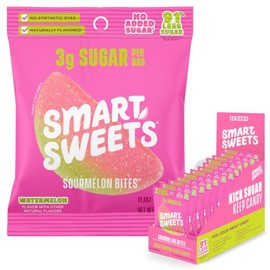 SmartSweets Sourmelon Bites – Gomitas Ácidas de Sandía Bajas en Azúcar (3g), 100% Veganas, Sin Gluten ni Edulcorantes Artificiales, Snack Saludable co