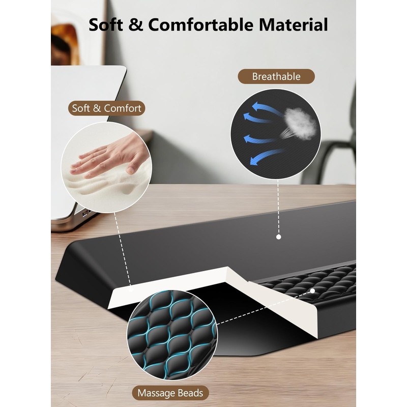 2-in-1 Ergonomic Keyboard Stand with Wrist Rest, Comfy Keyboard Riser