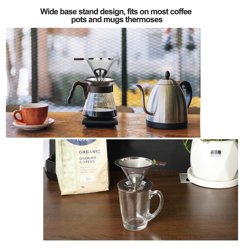 RealPero Pour Over Coffee Dripper, Reusable Paperless Coffee Filter,Professional Stainless