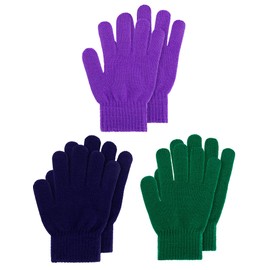 Geyoga 3 Pairs Winter Children's Knitted Gloves Warm Children's Knitted Gloves Elastic Mittens, Charming