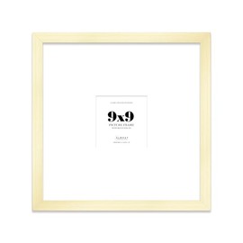 9x9" Square Picture Frame, Display Pictures 5x5" With Mat or 9x9" Without Mat, Wall Hanging & Free Standing Photo Frame, Gold, 1 Pack