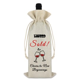 Housewarming Gift Wine Bags for New Home Housewarming Gift for Women Men Funny Housewarming Party Decorations Realtor Gift to Clients Gift Ideas for House Owner Reusable Burlap Drawstring Wine Bag