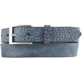 BELTINGER Children's Belt Made of Soft Full Cowhide Leather Vintage Look 3 cm Leather Belt for Boys 30 mm Narrow Belt Used Look, Navy, Silver