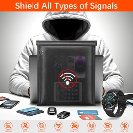 inaepeak Faraday Bags Large Faraday Cage Anti-theft Anti-tracking RFID Signal Blocker EMP Bag Keychain Protector Faraday Bags for Phones/Laptops/Tablets/Car Keys