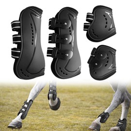 Horse Leg Boots, Horse Gaiters Set of 4 Gaiters for Front Rear,Open Front Adjustable Perfect Fit Easy Fit Breathable Leg Guards Set of 4 Jumping Gaiters,Equestrian Sports Tendon Boots,M