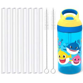 Replacement Straws Compatible with Zak Designs 16 Oz Kids Plastic Water Bottle - Include 8 BPA-FREE Straws and 2 Straw Cleaning Brush