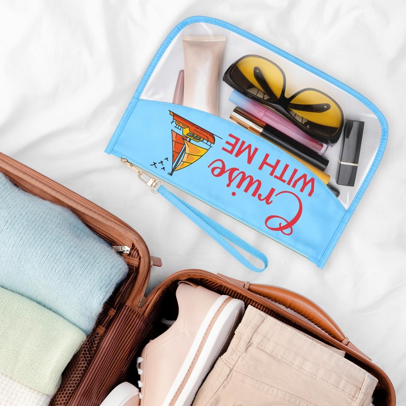Sazuwu Cruise Travel Birthday Gifts Blue Makeup Bags with Zipper