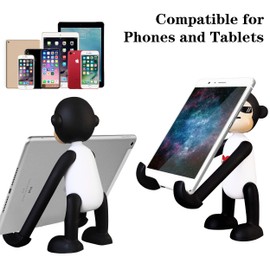 Fovasen Adjustable Cute Phone Stand for Desk, Portable Funny Phone Holder Novelty Monkey Phone Holder Stand for Table - White