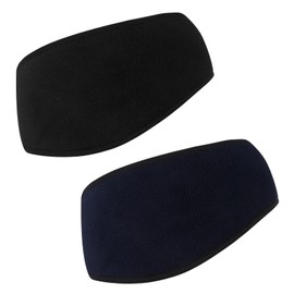 2 Pack Ear Warmers Headband, Fleece Ear Covers Winter Headbands Ear Muffs for Cold Weather Running Ear Warmer Wicking Sport Headband for Men Women Jogging Running Hiking Cycling Skiing (Black+Navy)