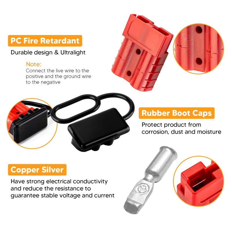 WSAYS 50A Car Battery Trailer Quick Connector Plug Kit Connect