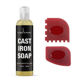Cast Iron Cleanser by Culina® - Cleans and Protects Cast Iron Cookware, Kosher Certified 8oz with scrapers