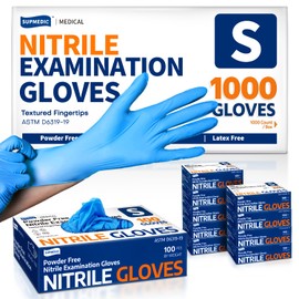 Supmedic Nitrile Exam Glove, 3.5 mil Disposable Medical Gloves Powder-Free Latex-Free Food Safe Cleaning Cooking,1000 pcs Blue (Small)