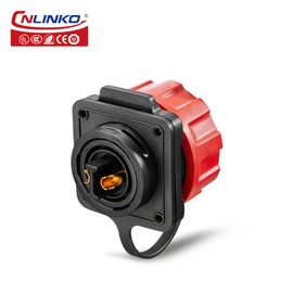 CNLINKO YM-24 Industrial Waterproof Connector IP68 Round Connector Military Design Aviation Connector PBT Housing Plug Aviation Connector M24 Flange Socket (2 Pin)