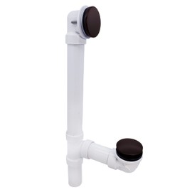 Westbrass 493244H-12 12" & 4" Bath Waste & Overflow Assembly with Tip-Toe Drain Plug and Illusionary Faceplate-SCH. 40 PVC Pipe, 1-Pack, Oil Rubbed Bronze