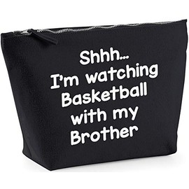 Hippowarehouse Shhh… I'm Watching Baketball With My Brother printed make up cosmetic wash bag 18x19x9cm