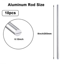10 Pieces1/8-Inch(3mm) Aluminum 6061 Round Rod 8" Long Solid T6511 Extruded Lathe Stock，（+0/-.05"） Plus-Minus Tolerance.