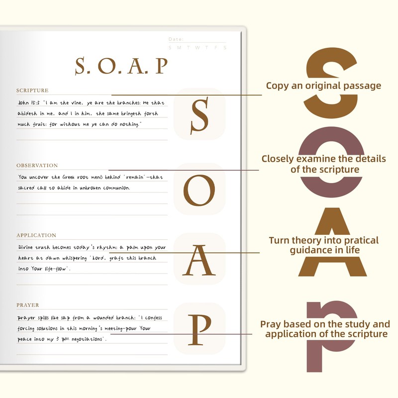 XKDOUS Bible Study Journal Pink Leather Notebook, S.O.A.P Bible Study
