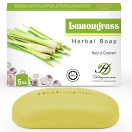 HERBOGANIC Lemongrass Herbal Soap | Pack of 1 of 5oz soap Bar | Natural Soap Bar| Rejuvenating and Nourishing | Gentle for Men and Women