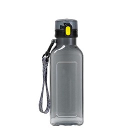 Leisure Trendy Plastic Water Bottle Outdoor Sports Student Rope Carrying Portable Large Capacity Simple Water Cup-Dark Gray