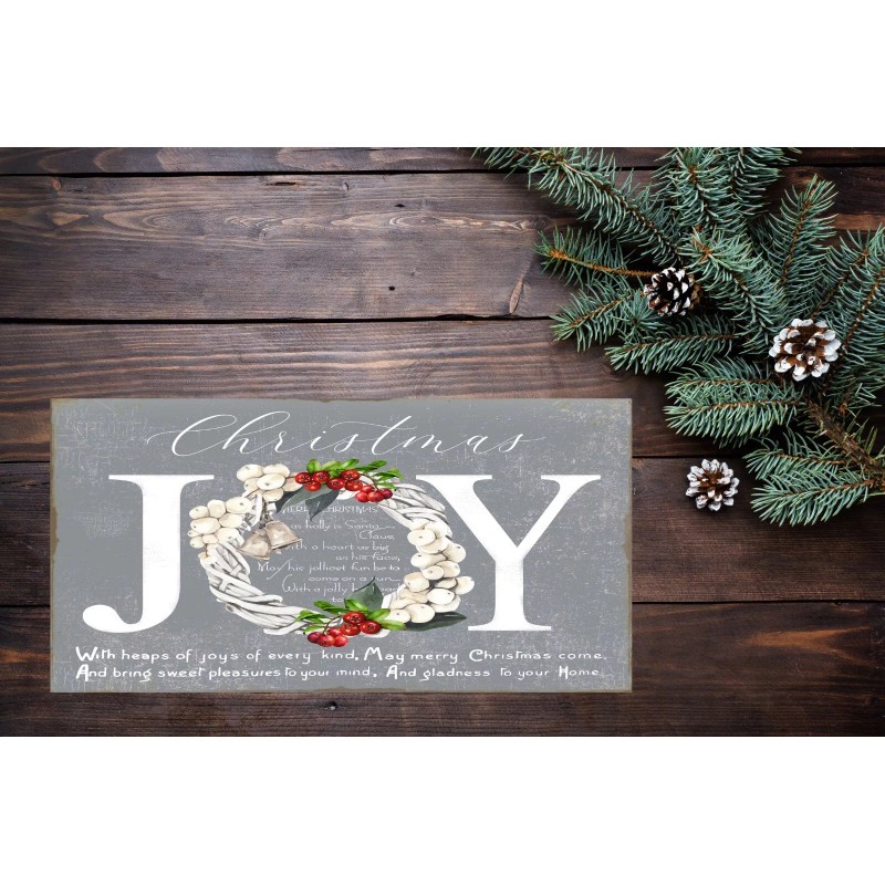 Twisted R Design Gray Christmas Joy Printed Handmade Sign