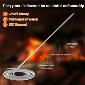 lfcforldx Kitchen Outdoor Barbecue Wireless Meat Thermometer, | Long Range | for BBQ, Oven, Grill, Kitchen, Smoker, Rotisserie