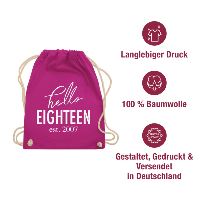 Shirtracer - Gym Bag Backpack - 18th Birthday - Hello