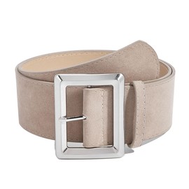 NONGFUGE Fashion Women's Retro Wide faux Suede Leather Waist Belts with Silver Buckle Elegant Ladies Chunky Thick Belts for Jeans Dress Coats Casual Wear