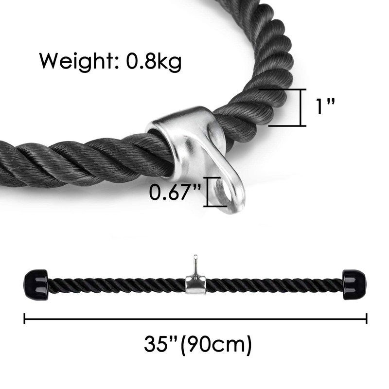 LAPONO Nylon Triceps Rope, Power Station Triceps Rope Pull Down