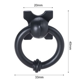 dophee 10Pcs Metal Ring Drop Pulls, Black Single Hole Cabinet Knobs Handles for Drawer Bin Wardrobe Dresser Cupboard Closet with Screws,33x40mm/1.30"x1.57"