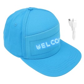 Pure Color LED Display , LED Sign Hat with Removable LED Message Screen for SPOTLED APP (Blue Hat Blue Words)