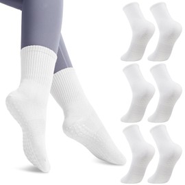 Zuimei 4 Pairs Non Slip Yoga Socks for Women,Non Slip Pilates Socks Grippy Socks Ladies Mid-Calf Grip Socks,Anti-skid Long Socks for Yoga,Barre,Ballet,Dance,Barefoot Workout Gym