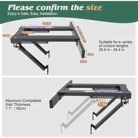 Marudina Upgraded No-Drill Window AC Bracket, Adjustable Window Air Conditioner Support Bracket for Single/Double Hung Windows, Heavy-Duty Holds 300lbs,Easy Installation, Rustproof Aluminum