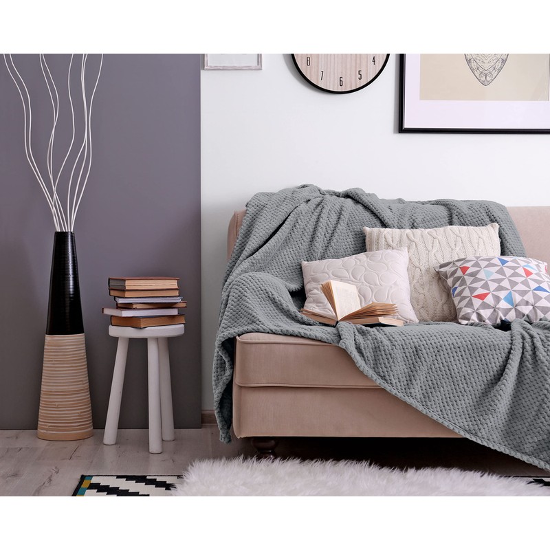 Bear & Panda Waffle Flannel Fleece Mink Throw - Sofa/Bedspread/travel