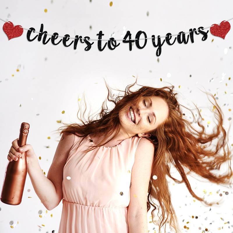 Cheers to 40 Years Banners, Hello 40/40&Fabulous Bunting Sign, Happy