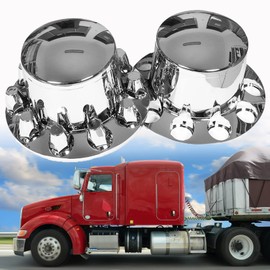 SEBLAFF Set of 4 Rear Wheel Axle Hub Cover Kit 33mm Nut Covers Replacement for semi-Truck 22.5 in and 24.5 in Wheels Chrome ABS Plastic
