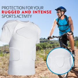 Eicolorte Football Compression Shirt Padded Shirt Youth Baseball Chest Protector Youth Football Compression Shirt Rib Protectors for Basketball Rugby Lacrosse