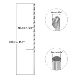 sourcing map 6mm Twist Drill Bits, High-Speed Steel Straight Shank Extra Long Drill Bit 300mm Length for Wood Plastic Aluminum